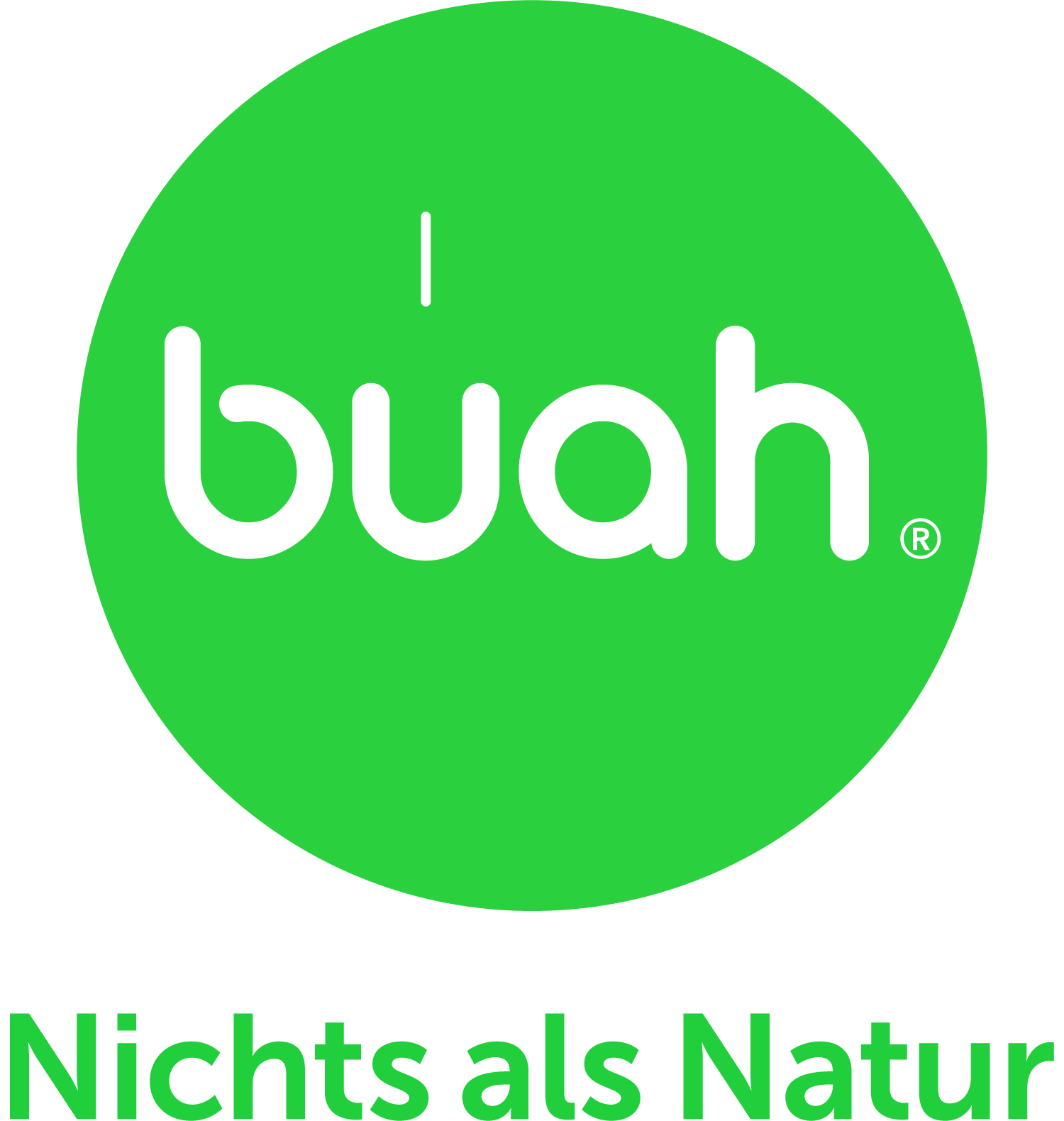 buah Logo in Gruen mit dem Schriftzug buah und dem Claim Nichts als Natur