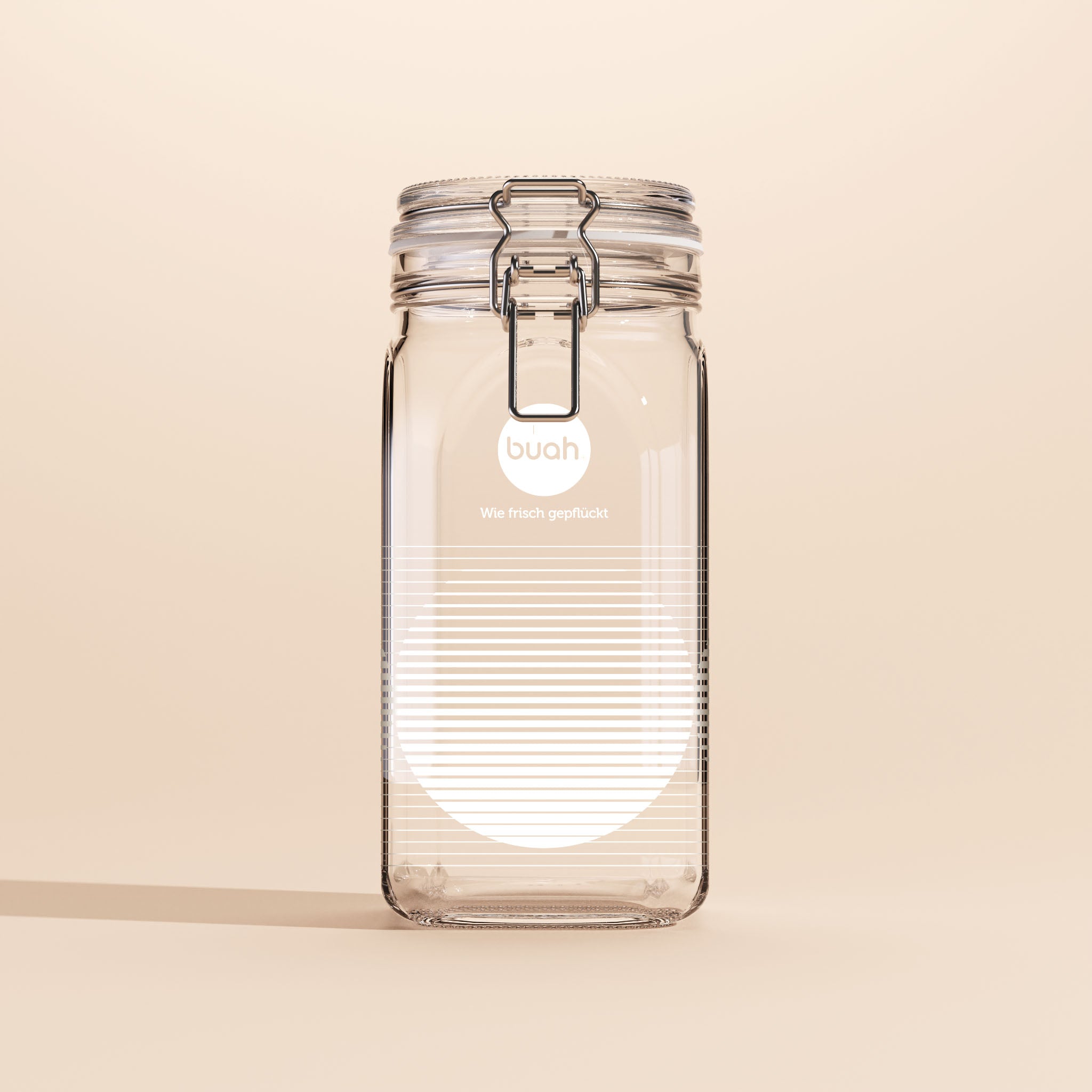 buah Nachfüllglas aus Glas mit Bügelverschluss am Deckel und weißem kreisförmigem Druck Sunset Joy