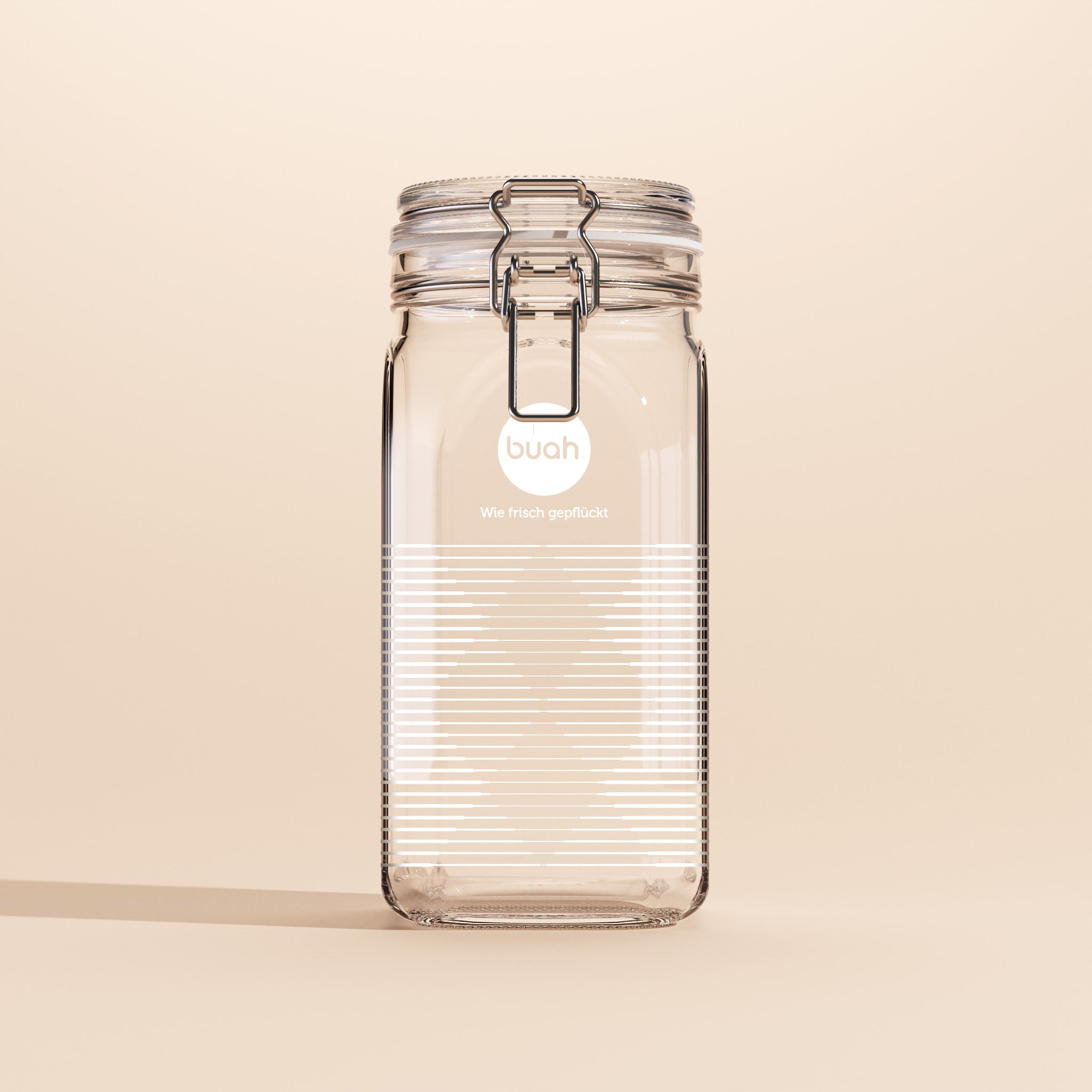 buah Nachfüllglas aus Glas mit Bügelverschluss am Deckel und Diamand Druck Nordic Love