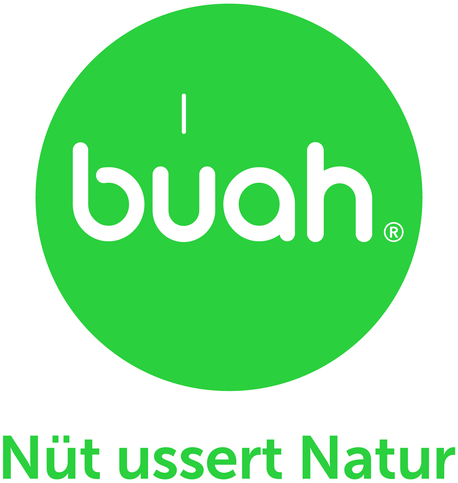 buah Logo in Gruen mit dem Schriftzug buah und dem Claim Nichts als Natur