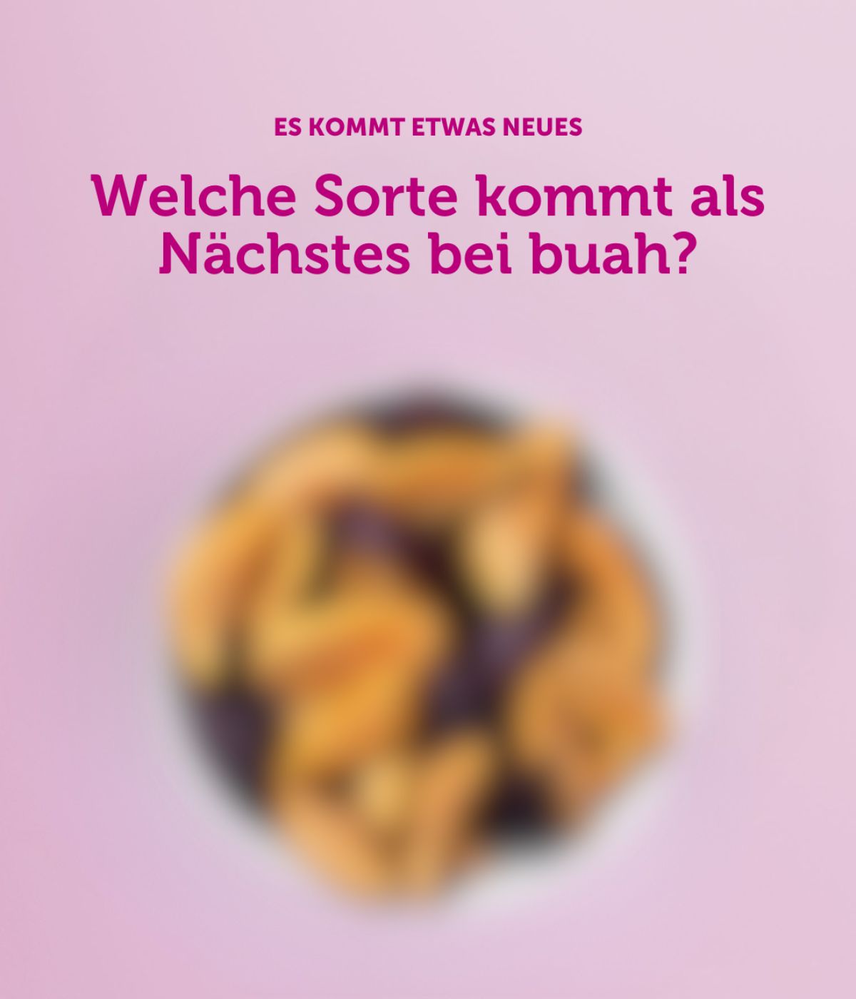 buah Instagram Posting, Blurred Bild einer Schale buah Pflaume mit dem Worten - Welche Sorte kommt als Nächstest bei buah?